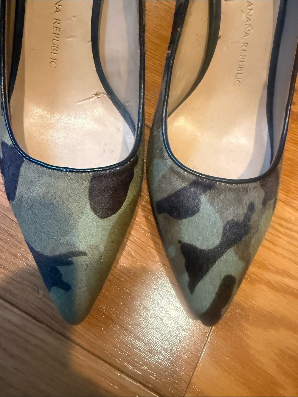 Banana Republic Camouflage Pointed Toe Flats - Green/Black/Brown
